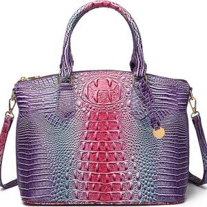 Macaron Purple Vegan Leather Crocodile Print Tote Handbag - Elegant & Spacious